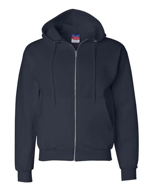 Champion S800 Powerblend Full-Zip Hooded Sweatshirt - Navy - flat front