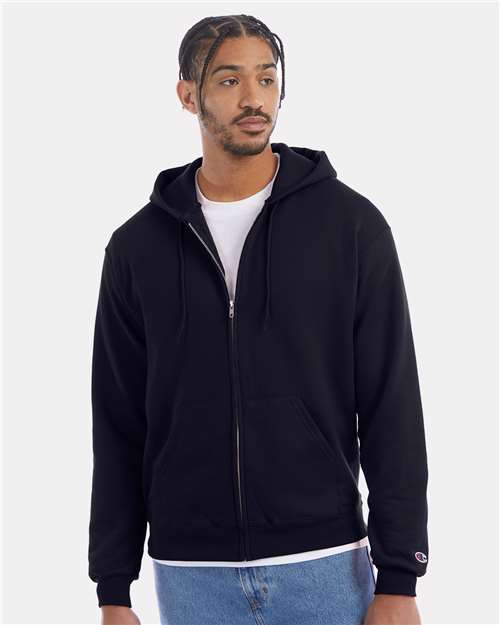 Champion S800 Powerblend Full-Zip Hooded Sweatshirt - Navy - model front
