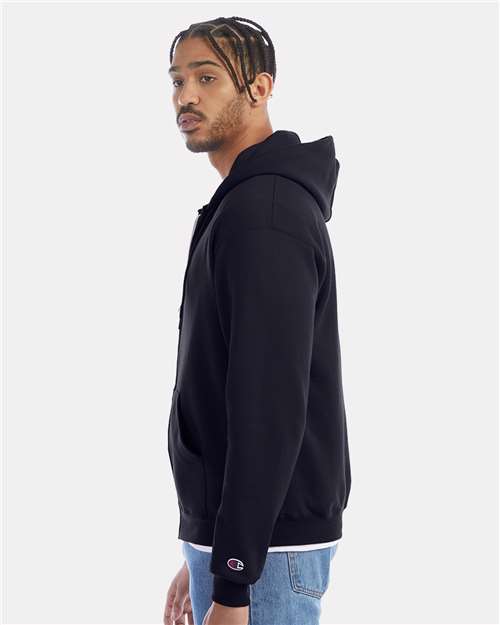 Champion S800 Powerblend Full-Zip Hooded Sweatshirt - Navy - model side