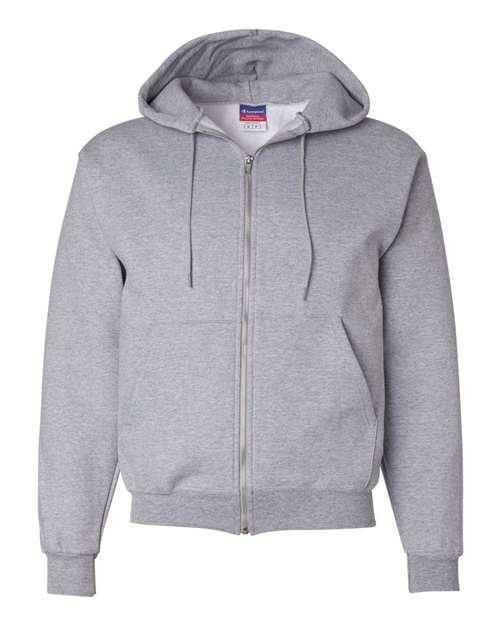 Champion S800 Powerblend Full-Zip Hooded Sweatshirt - Light Steel - flat front
