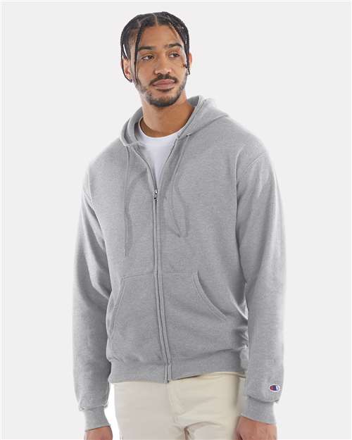 Champion S800 Powerblend Full-Zip Hooded Sweatshirt - Light Steel - model front