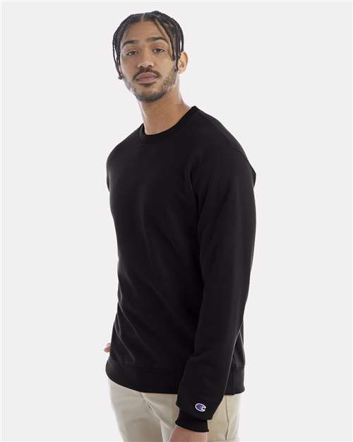 Champion S600 Powerblend Crewneck Sweatshirt - Black - model side
