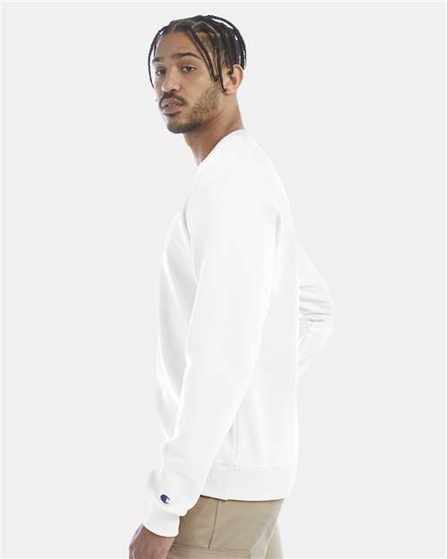 Champion S600 Powerblend Crewneck Sweatshirt - White - model side