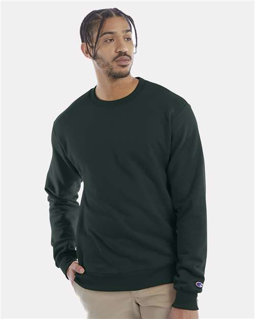 Champion S600 Powerblend Crewneck Sweatshirt - Dark Green - model front