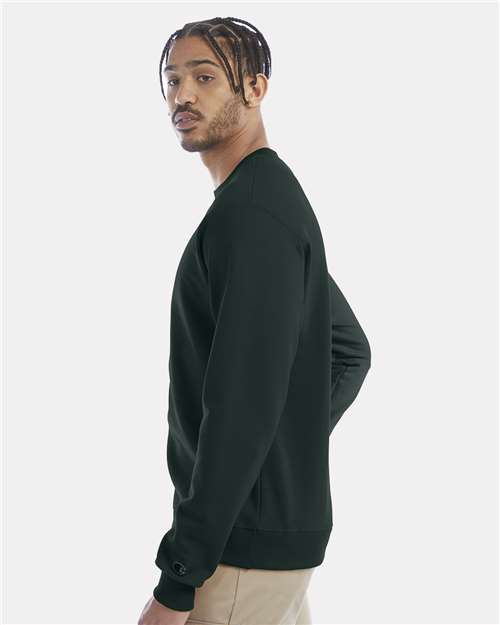 Champion S600 Powerblend Crewneck Sweatshirt - Dark Green - model side