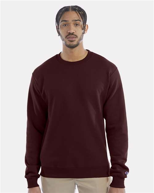 Champion S600 Powerblend Crewneck Sweatshirt - Maroon - model front