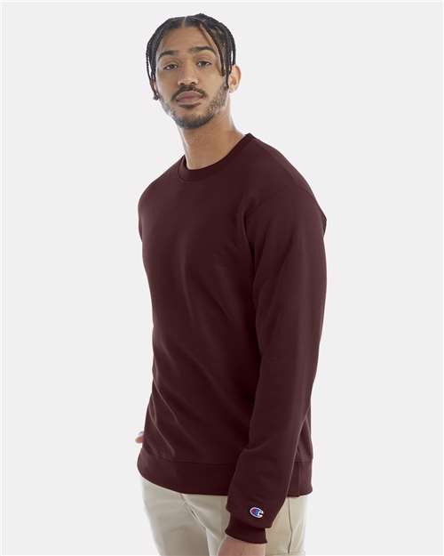 Champion S600 Powerblend Crewneck Sweatshirt - Maroon - model side