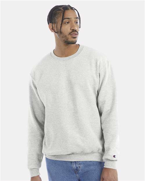 Champion S600 Powerblend Crewneck Sweatshirt - Silver Grey - model front