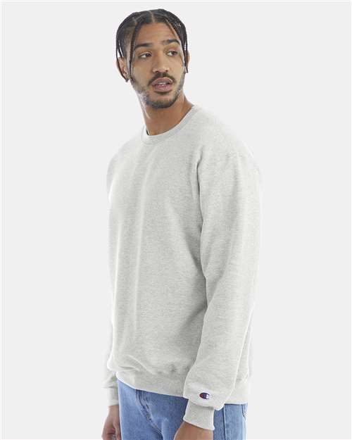 Champion S600 Powerblend Crewneck Sweatshirt - Silver Grey - model side