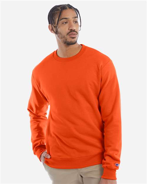 Champion S600 Powerblend Crewneck Sweatshirt - Orange - model front