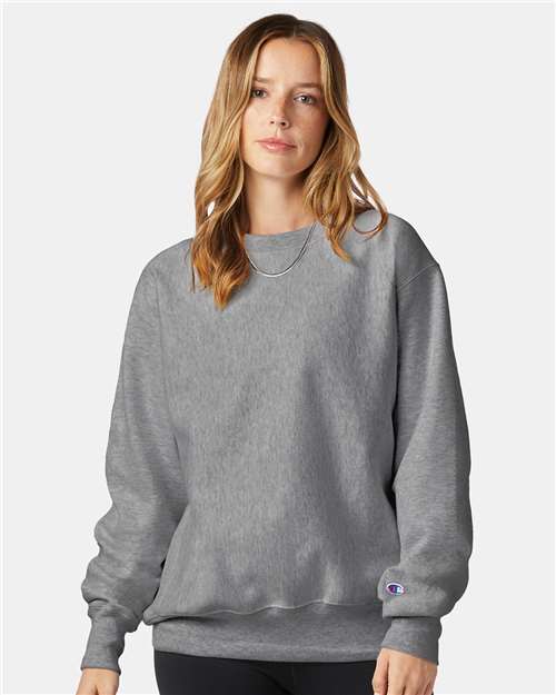 Champion S149 Unisex Reverse Weave Crewneck Sweatshirt - Oxford Grey - model front