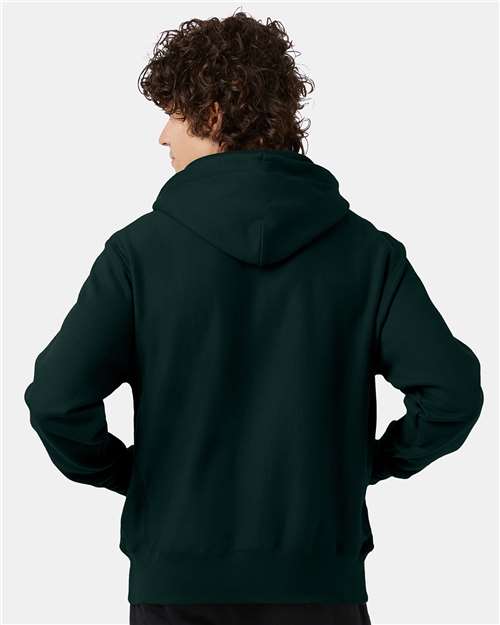Champion S101 Unisex Reverse Weave Hooded Sweatshirt - Dark Green - model back