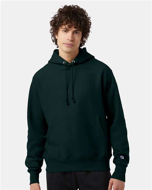 Champion S101 Unisex Reverse Weave Hooded Sweatshirt - Dark Green - model front