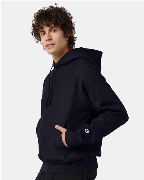 Champion S101 Unisex Reverse Weave Hooded Sweatshirt - Navy - model side