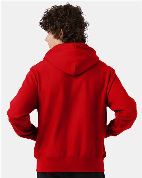Champion S101 Unisex Reverse Weave Hooded Sweatshirt - Scarlet - model back