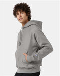Champion S101 Unisex Reverse Weave Hooded Sweatshirt - Oxford Grey - model side