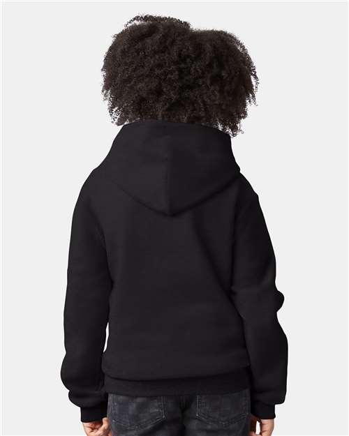 Champion S790 Youth Powerblend Hooded Sweatshirt - Black - model back