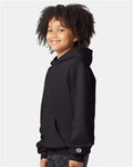 Champion S790 Youth Powerblend Hooded Sweatshirt - Black - model side