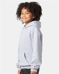 Champion S790 Youth Powerblend Hooded Sweatshirt - Light Steel - model side