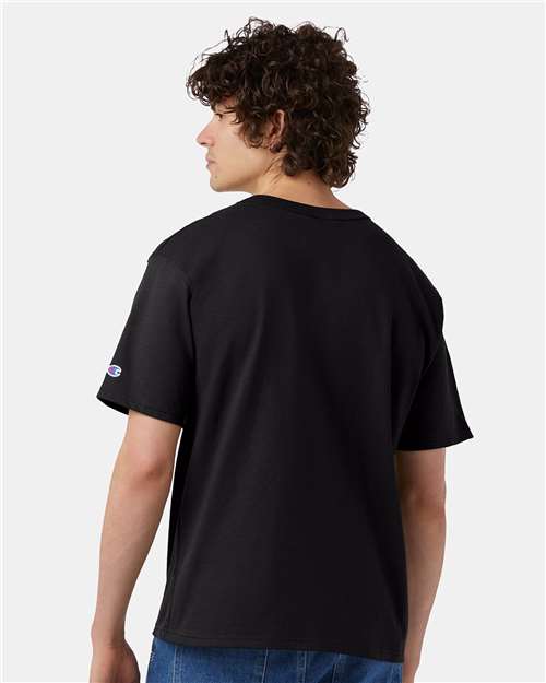 Champion T105 Unisex Heritage Jersey T-Shirt - Black - model back