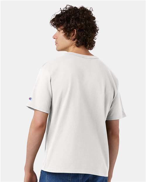 Champion T105 Unisex Heritage Jersey T-Shirt - White - model back