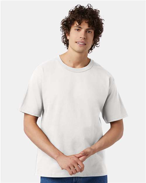 Champion T105 Unisex Heritage Jersey T-Shirt - White - model front