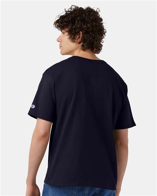Champion T105 Unisex Heritage Jersey T-Shirt - Navy - model back