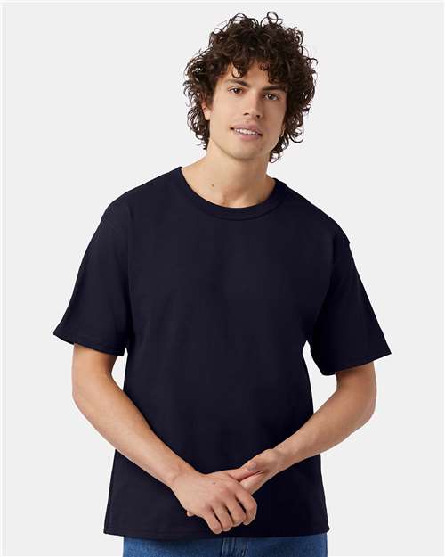 Champion T105 Unisex Heritage Jersey T-Shirt - Navy - model front