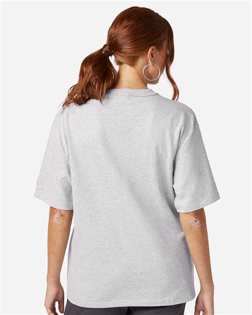 Champion T105 Unisex Heritage Jersey T-Shirt - Silver Grey - model back