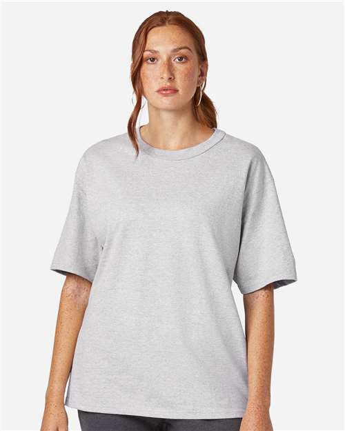 Champion T105 Unisex Heritage Jersey T-Shirt - Silver Grey - model front