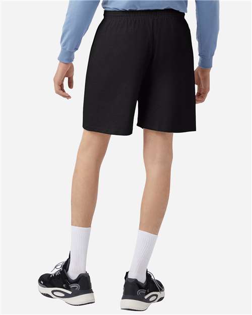 Champion 8187 Unisex Cotton Gym Shorts - Black - model back