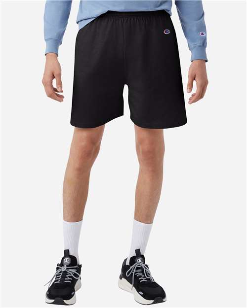 Champion 8187 Unisex Cotton Gym Shorts - Black - model front