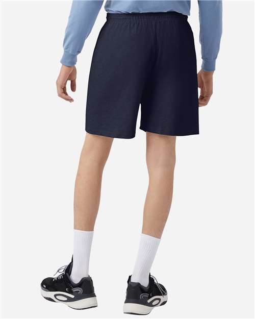 Champion 8187 Unisex Cotton Gym Shorts - Navy - model back