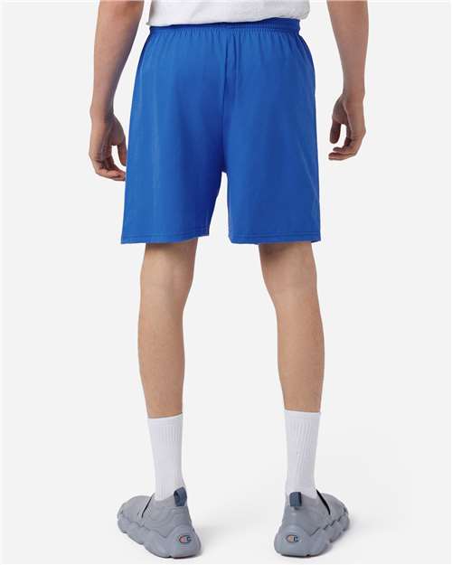 Champion 8187 Unisex Cotton Gym Shorts - Royal Blue - model back