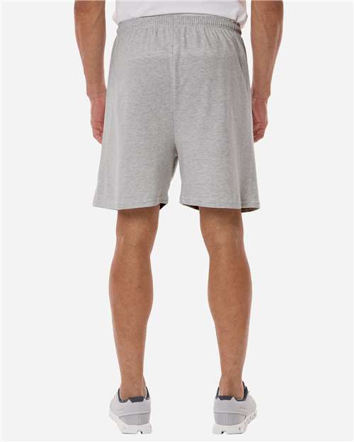 Champion 8187 Unisex Cotton Gym Shorts - Oxford Grey Heather - model back