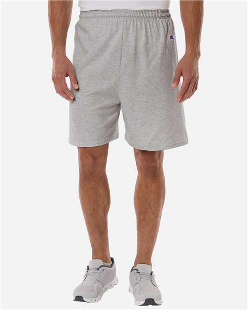 Champion 8187 Unisex Cotton Gym Shorts - Oxford Grey Heather - model front