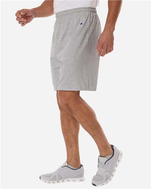 Champion 8187 Unisex Cotton Gym Shorts - Oxford Grey Heather - model side