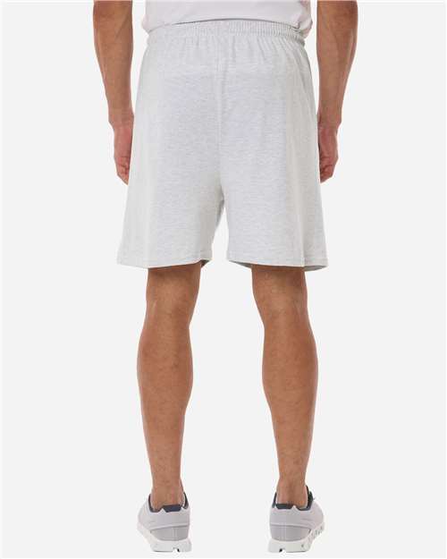 Champion 8187 Unisex Cotton Gym Shorts - Silver Grey - model back