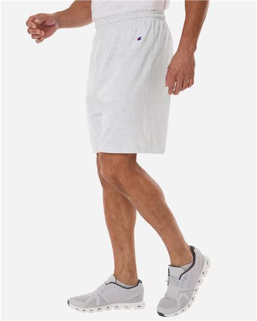 Champion 8187 Unisex Cotton Gym Shorts - Silver Grey - model side