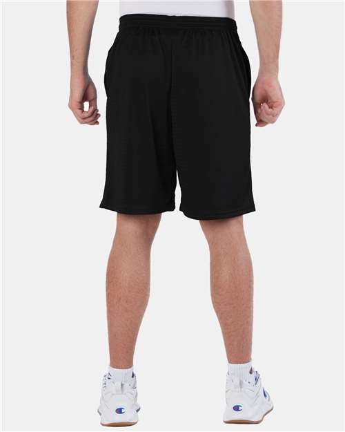 Champion S162 Unisex 9" Mesh Shorts with Pockets - Black - model back