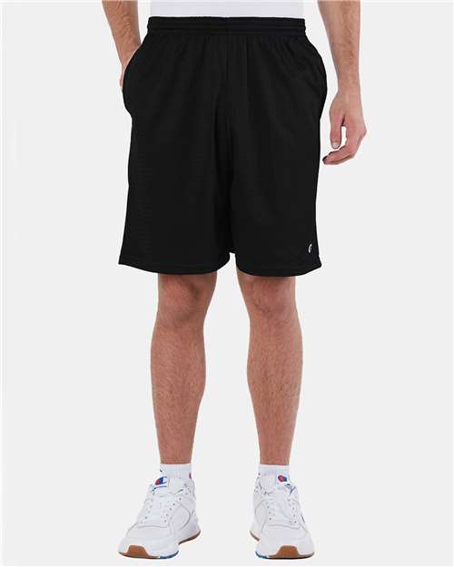Champion S162 Unisex 9" Mesh Shorts with Pockets - Black - model front