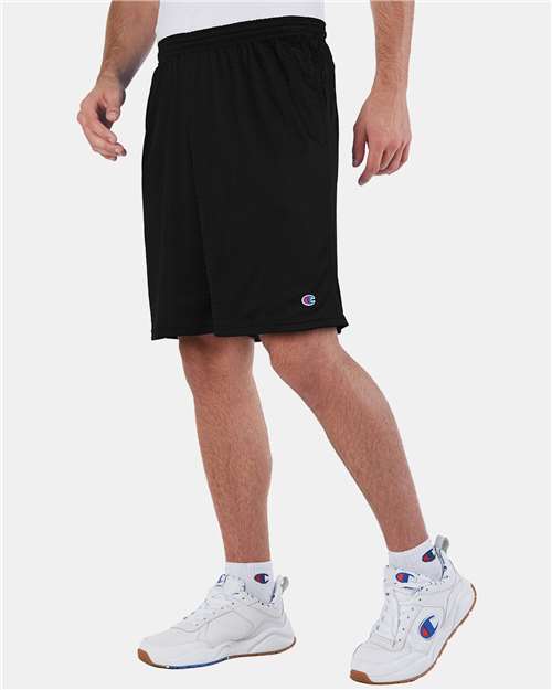 Champion S162 Unisex 9" Mesh Shorts with Pockets - Black - model side