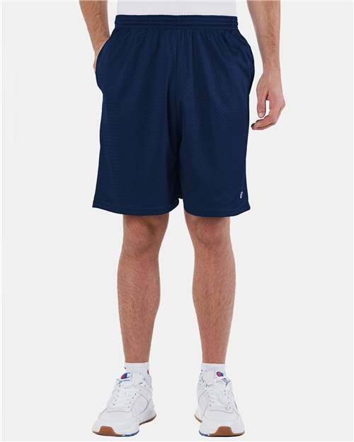 Champion S162 Unisex 9" Mesh Shorts with Pockets - Navy - model front