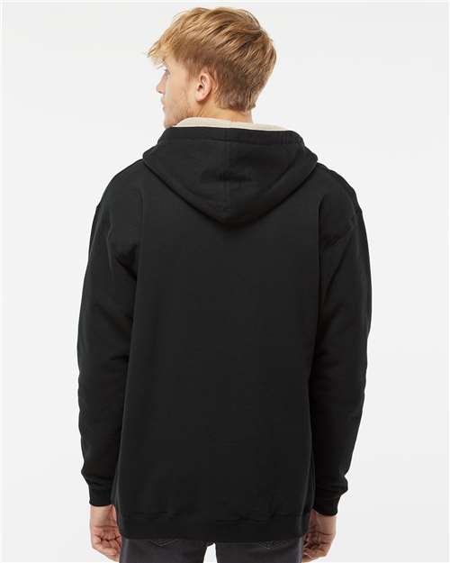 Independent Trading Co. EXP40SHZ Men's Sherpa-Lined Full-Zip Hooded Sweatshirt - Black/ Natural - model back