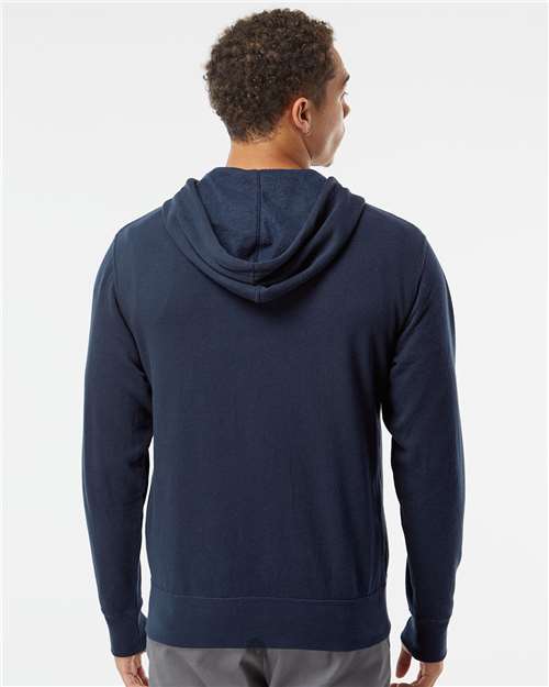 Independent Trading Co. AFX90UNZ Unisex Lightweight Full-Zip Hooded Sweatshirt - Classic Navy - model back