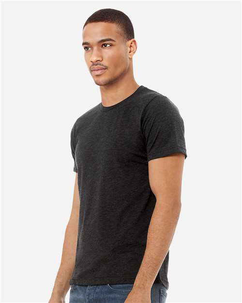 Bella+Canvas 3413 Unisex Triblend Short Sleeve Tee - Charcoal Black Triblend - model side
