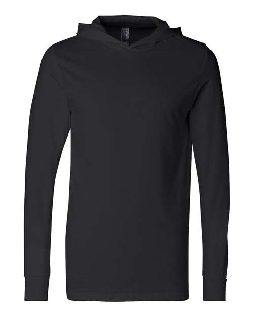 BELLA + CANVAS 3512 Unisex Jersey Hooded Long Sleeve Tee - Black - front