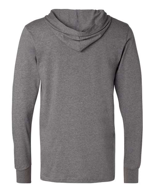 BELLA + CANVAS 3512 Unisex Jersey Hooded Long Sleeve Tee - Deep Heather - back