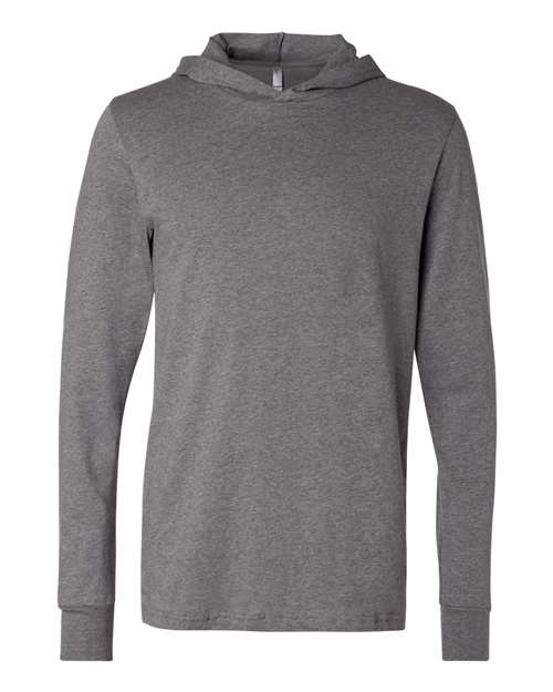 BELLA + CANVAS 3512 Unisex Jersey Hooded Long Sleeve Tee - Deep Heather - front