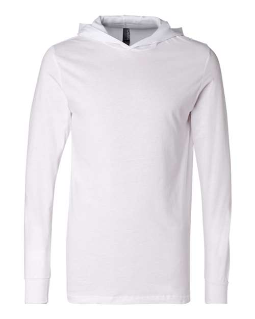 BELLA + CANVAS 3512 Unisex Jersey Hooded Long Sleeve Tee - White - front